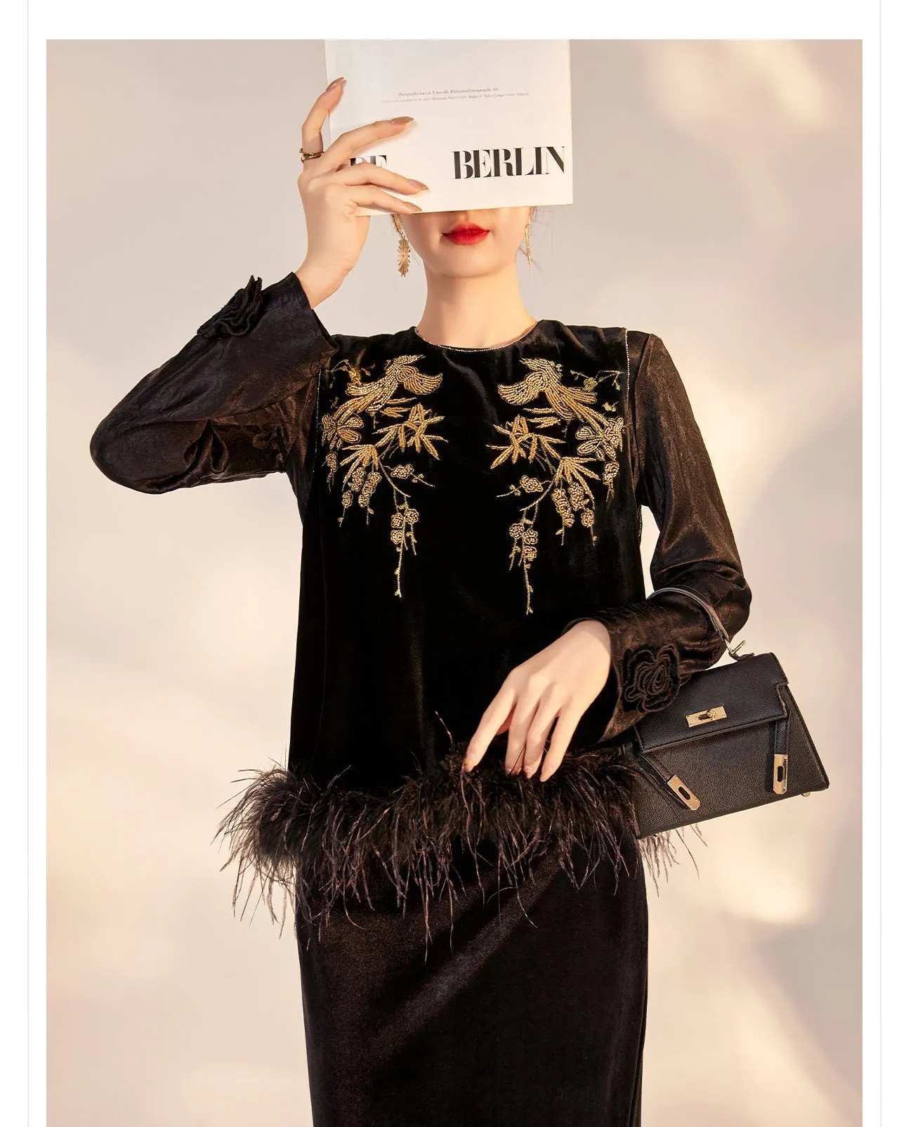 Silk Kinslee Elegant Embroidery Qipao Cheongsam Two Piece
