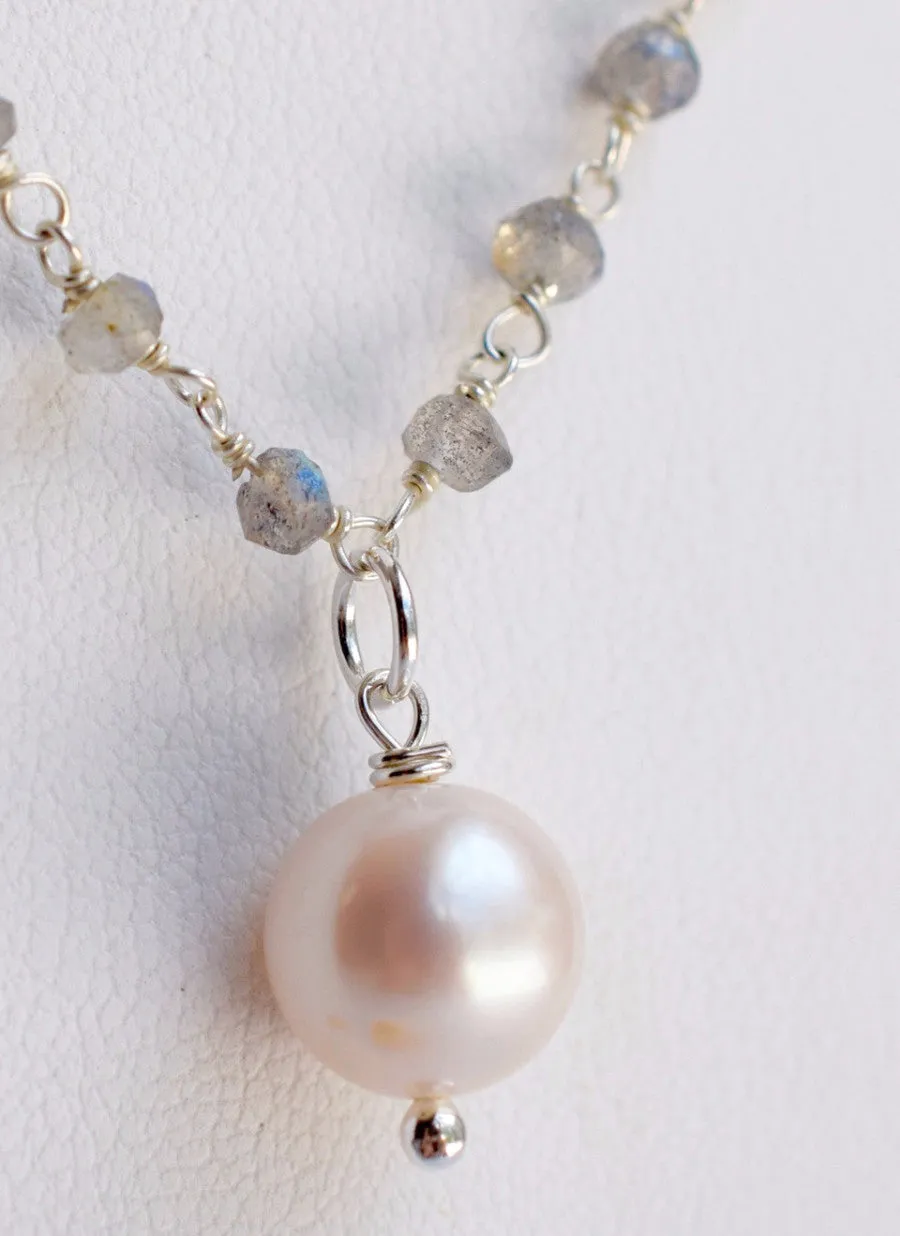 Silver Rosary with Simple Pearl