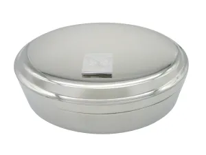 Silver Toned Etched Simple Butterfly Bug Pendant Oval Trinket Jewelry Box