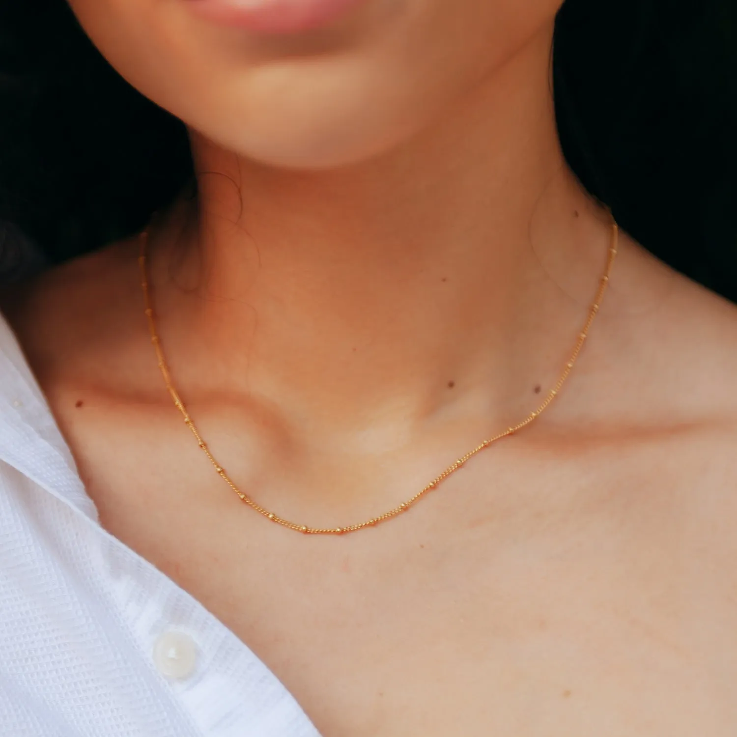 Simple Everyday Gold Bead Necklace