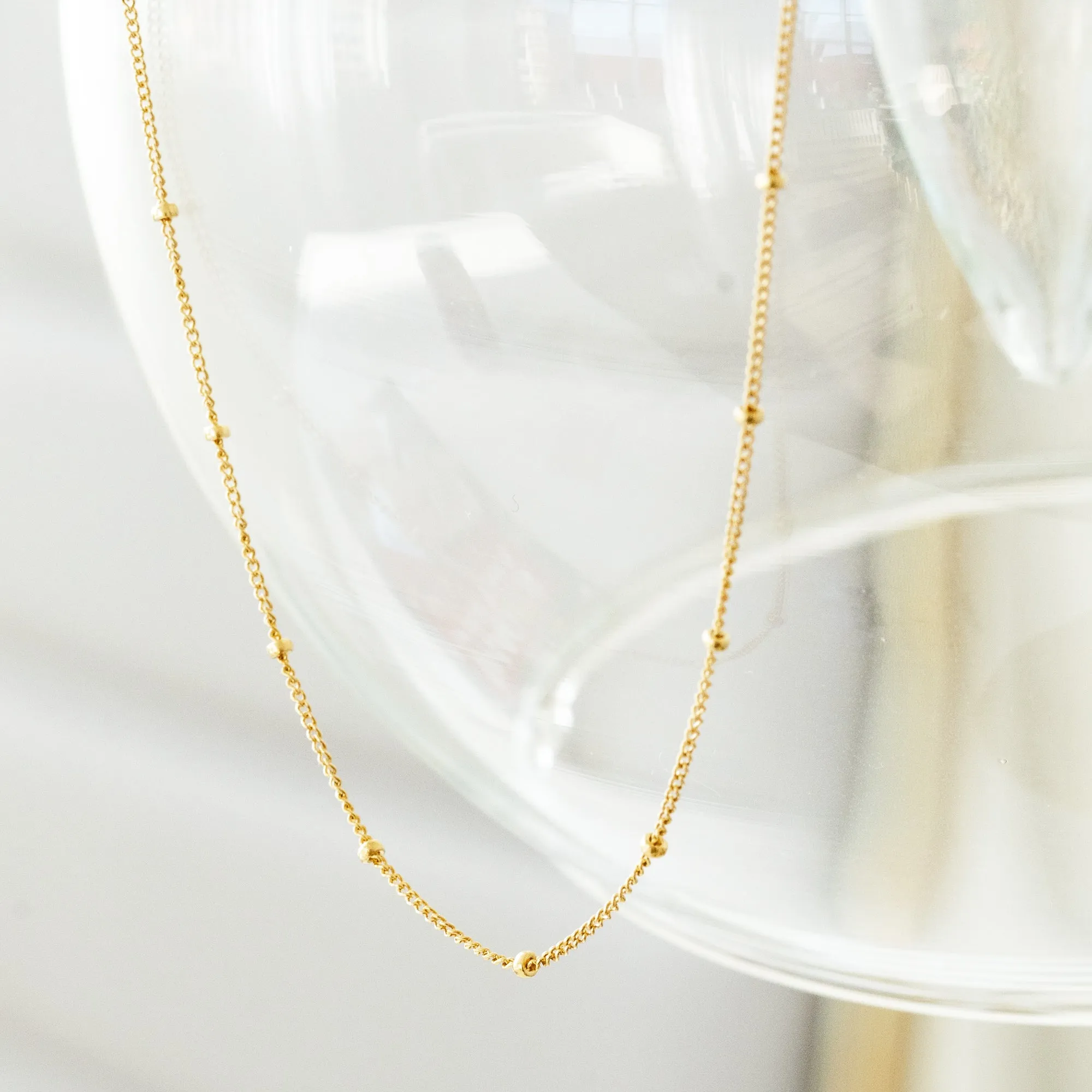 Simple Everyday Gold Bead Necklace