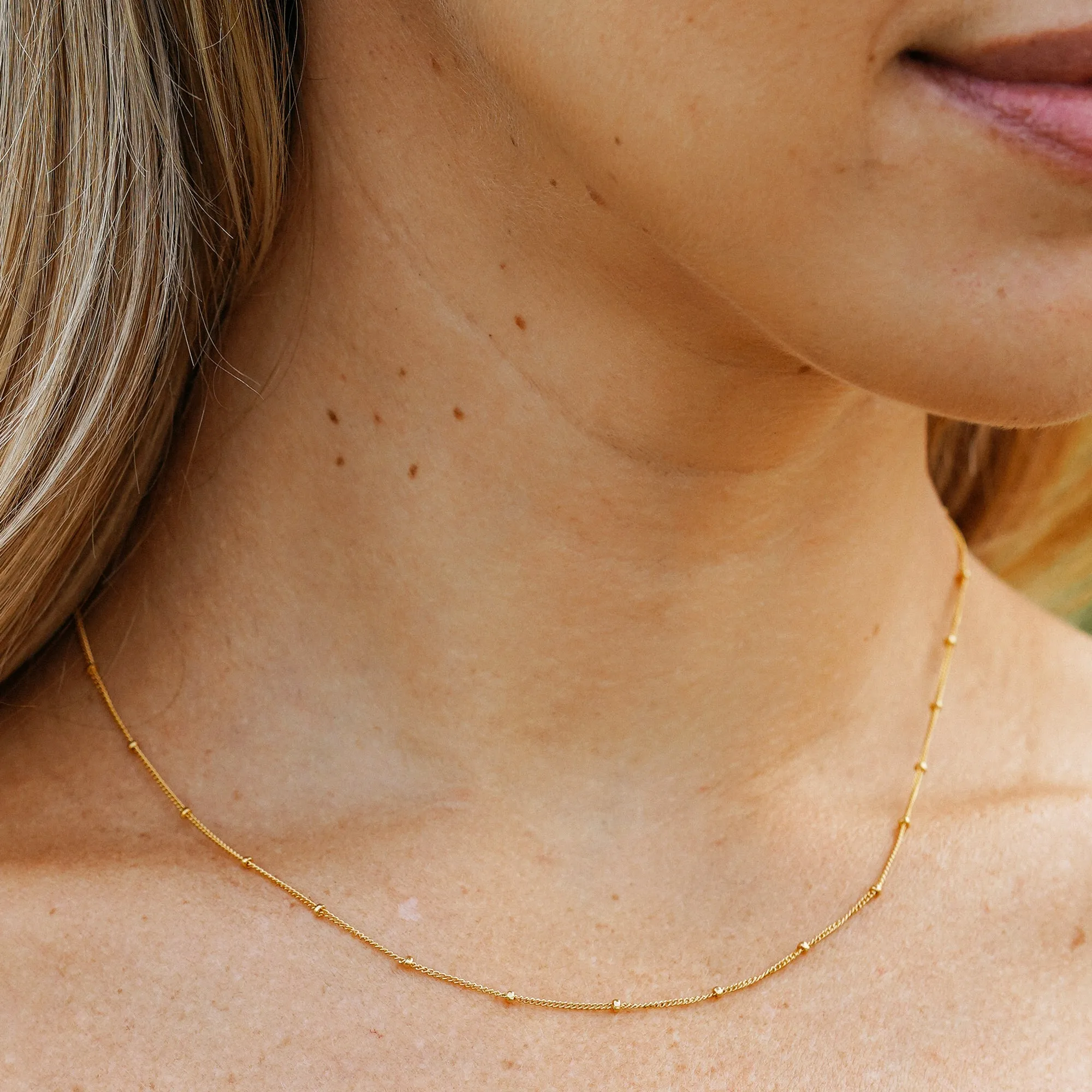 Simple Everyday Gold Bead Necklace