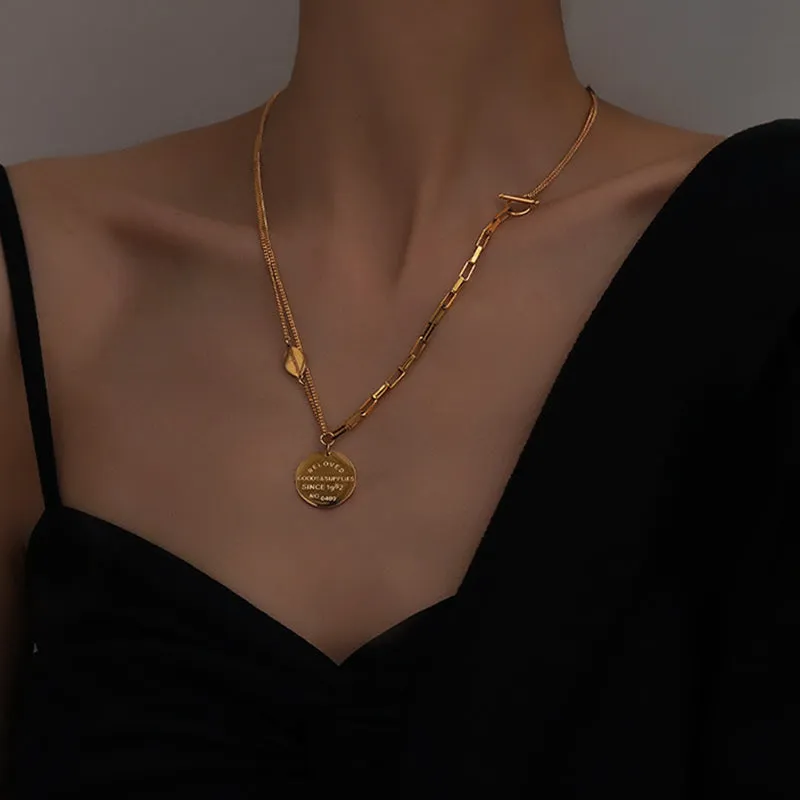 Simple Pendant Titanium Steel Necklace