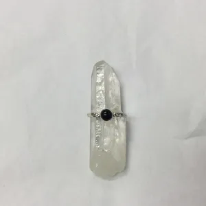 Simple Silver Gemstone Ring - Onyx