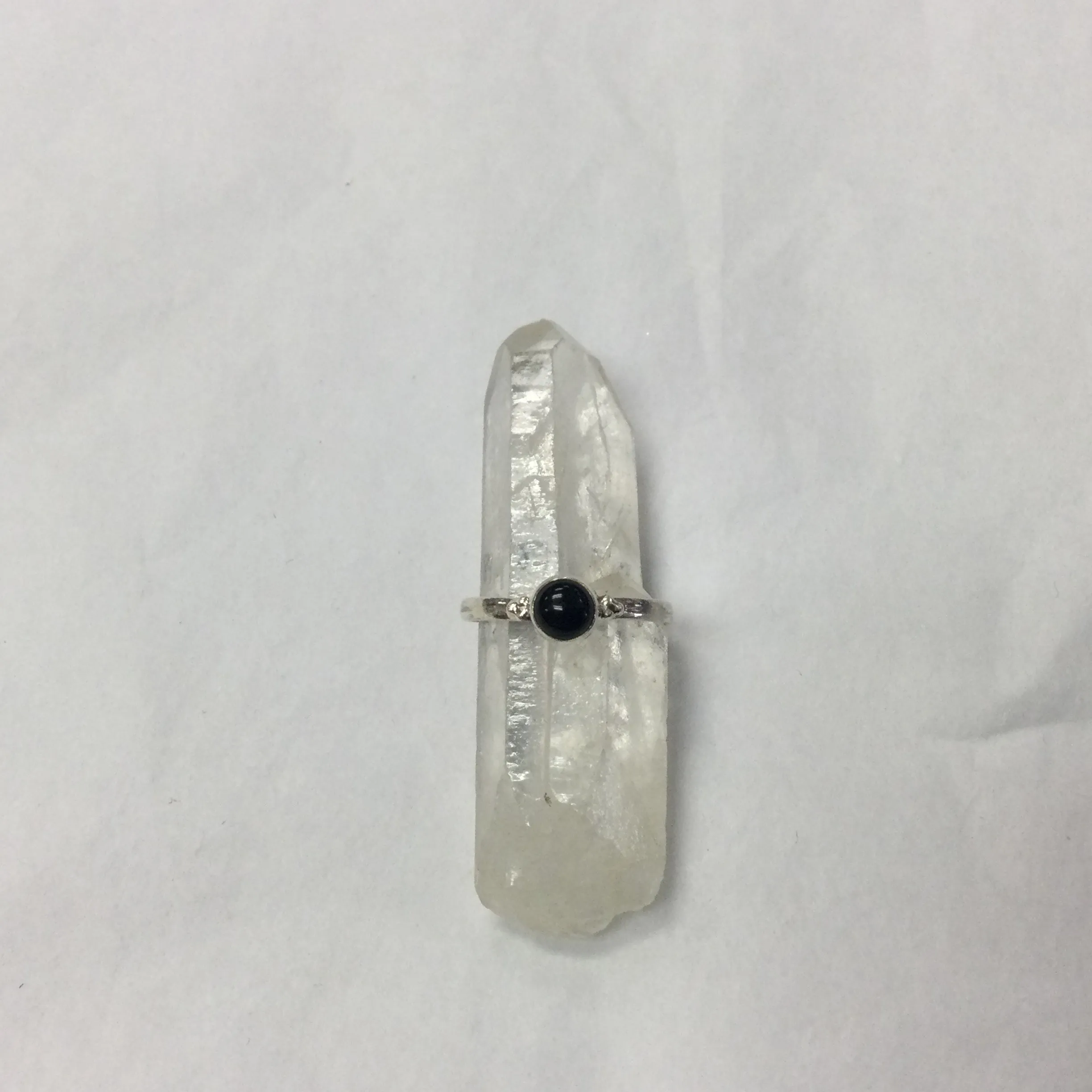 Simple Silver Gemstone Ring - Onyx