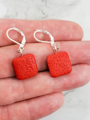 Simple Square Dangle Earring - Scarlett Red