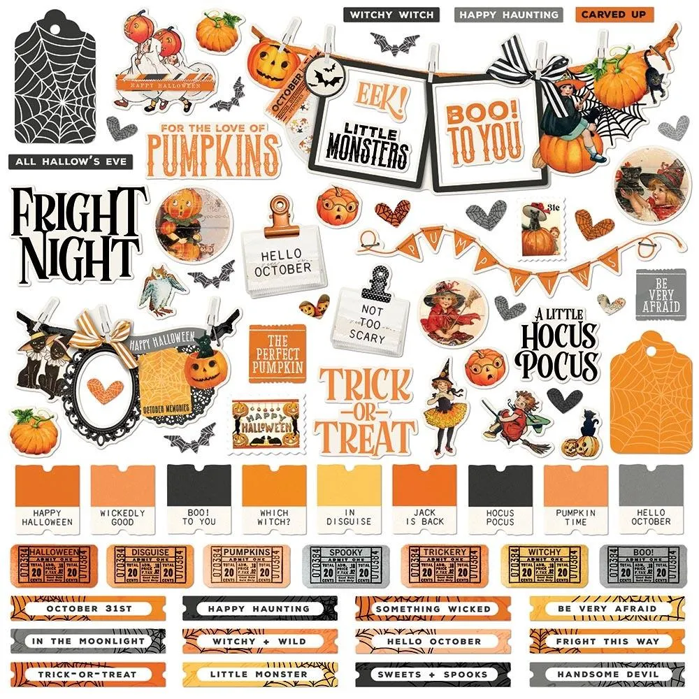 Simple Stories 12x12  Cardstock  Stickers  [Collection] - Simple Vintage October 31st