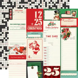 Simple Stories - Holly Jolly - Journal Elements - 12x12 Single Sheet