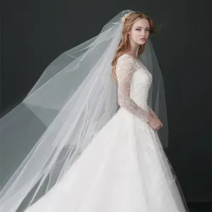 Simple Two Layers Solid Wedding Veil for Brides NZ02778ml