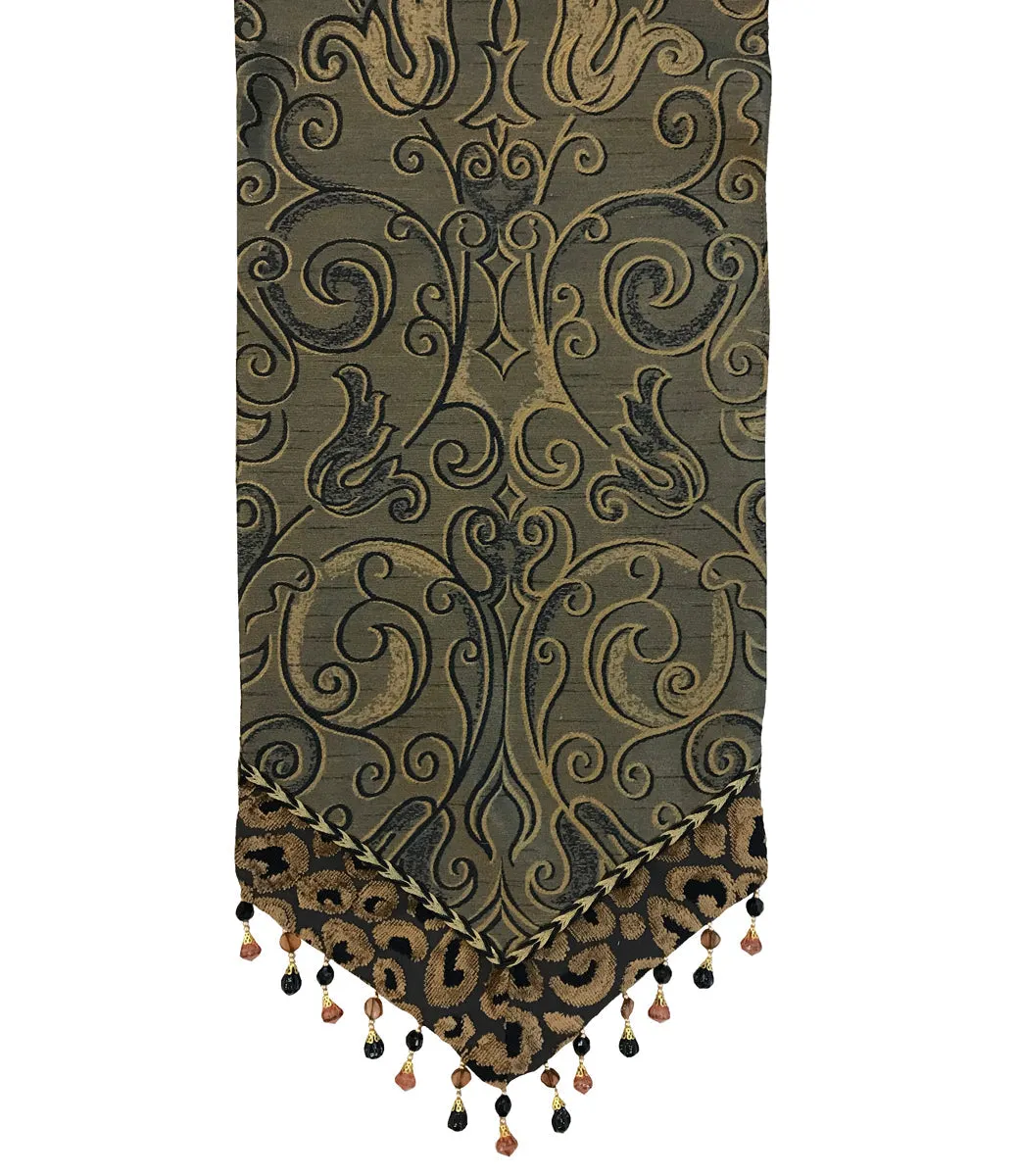 Small Luxury Table Runner Black and Bronze Renaissance
