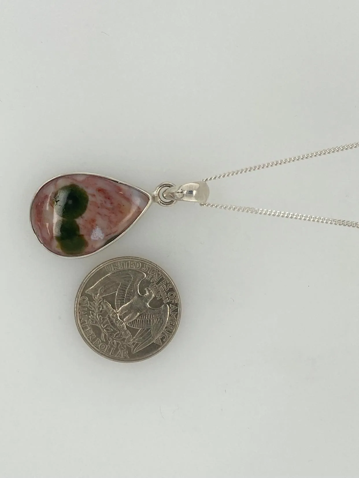 Small Ocean Jasper Pink (free SS adjustable chain - chains pictures sold separate)