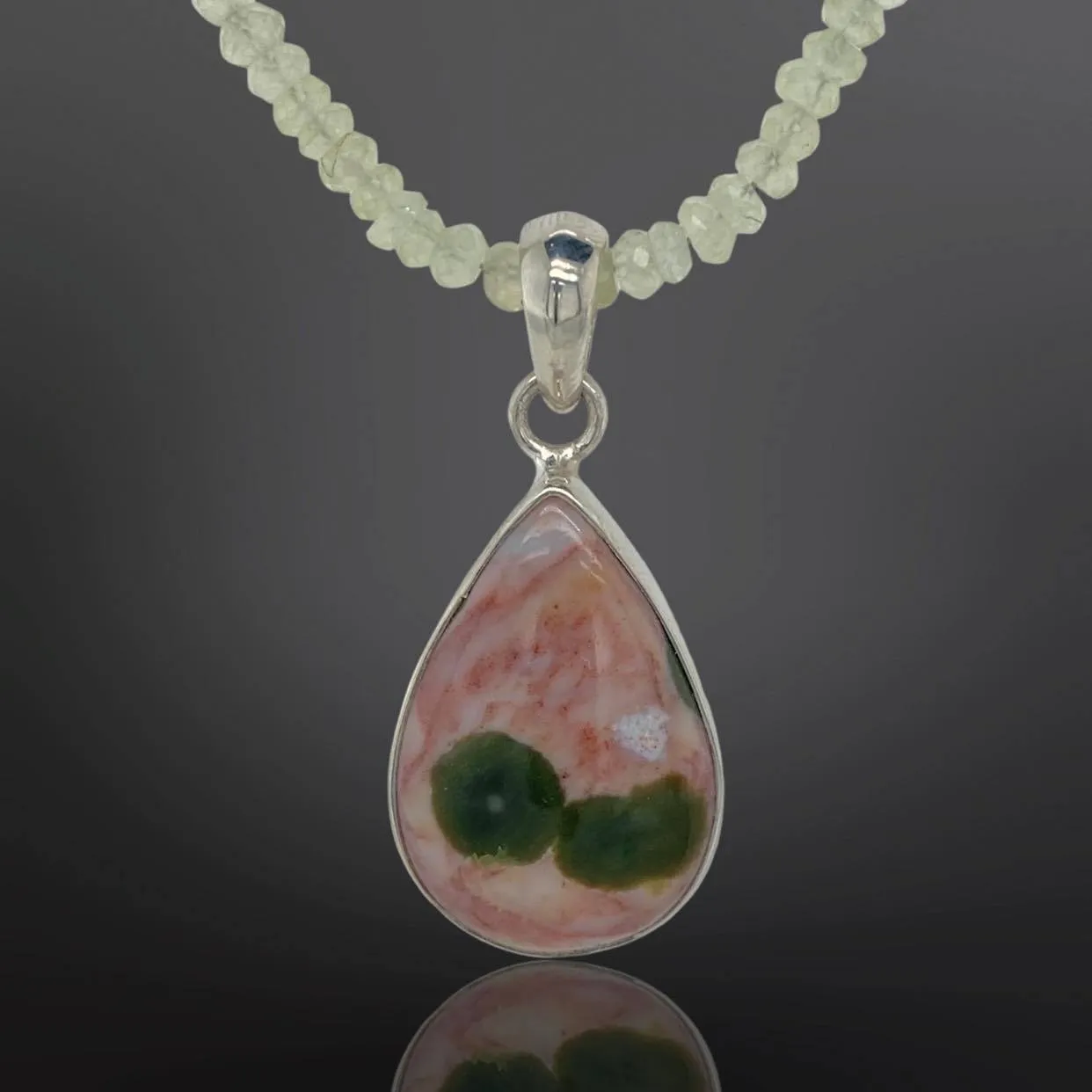 Small Ocean Jasper Pink (free SS adjustable chain - chains pictures sold separate)