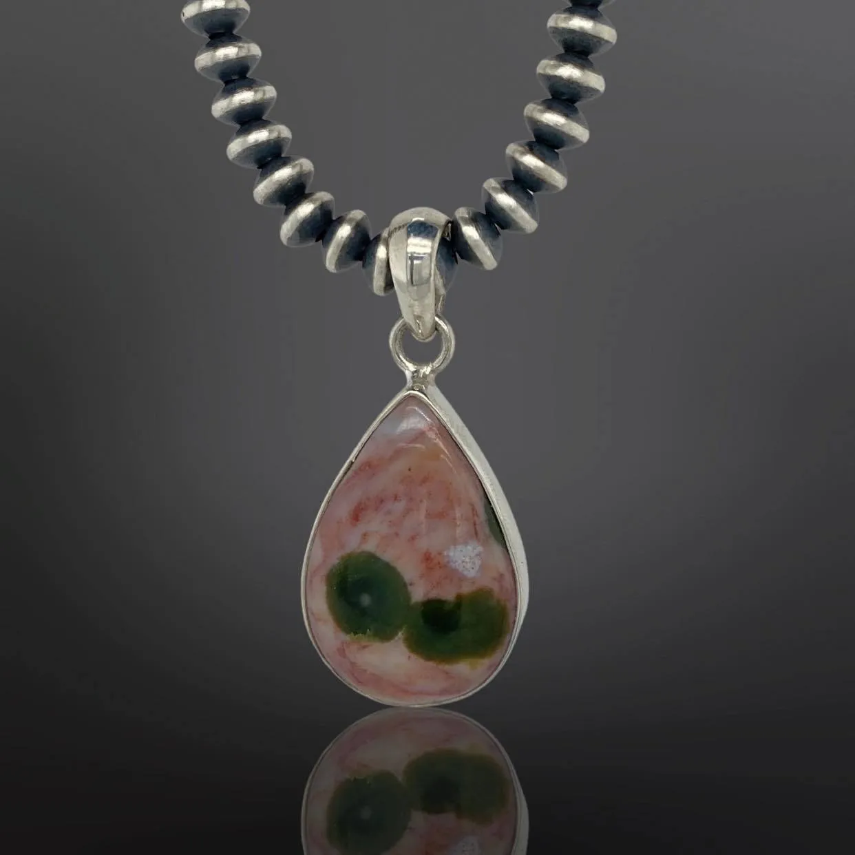 Small Ocean Jasper Pink (free SS adjustable chain - chains pictures sold separate)
