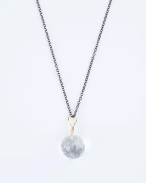 small starry orb, ox chain - oxidized sterling silver