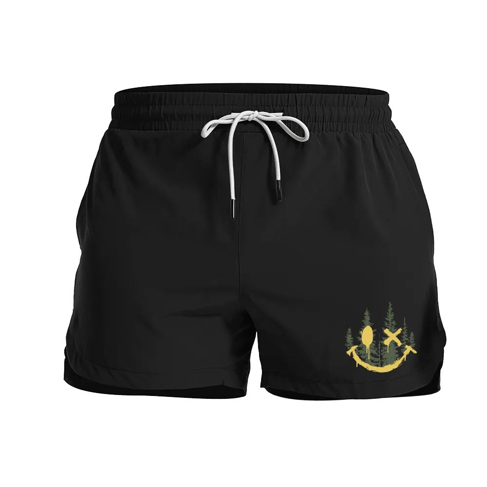 Smiley Forest Graphic Shorts