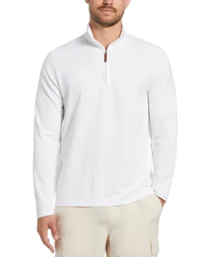 Solid Textured 1/4 Zip Pullover Sweater