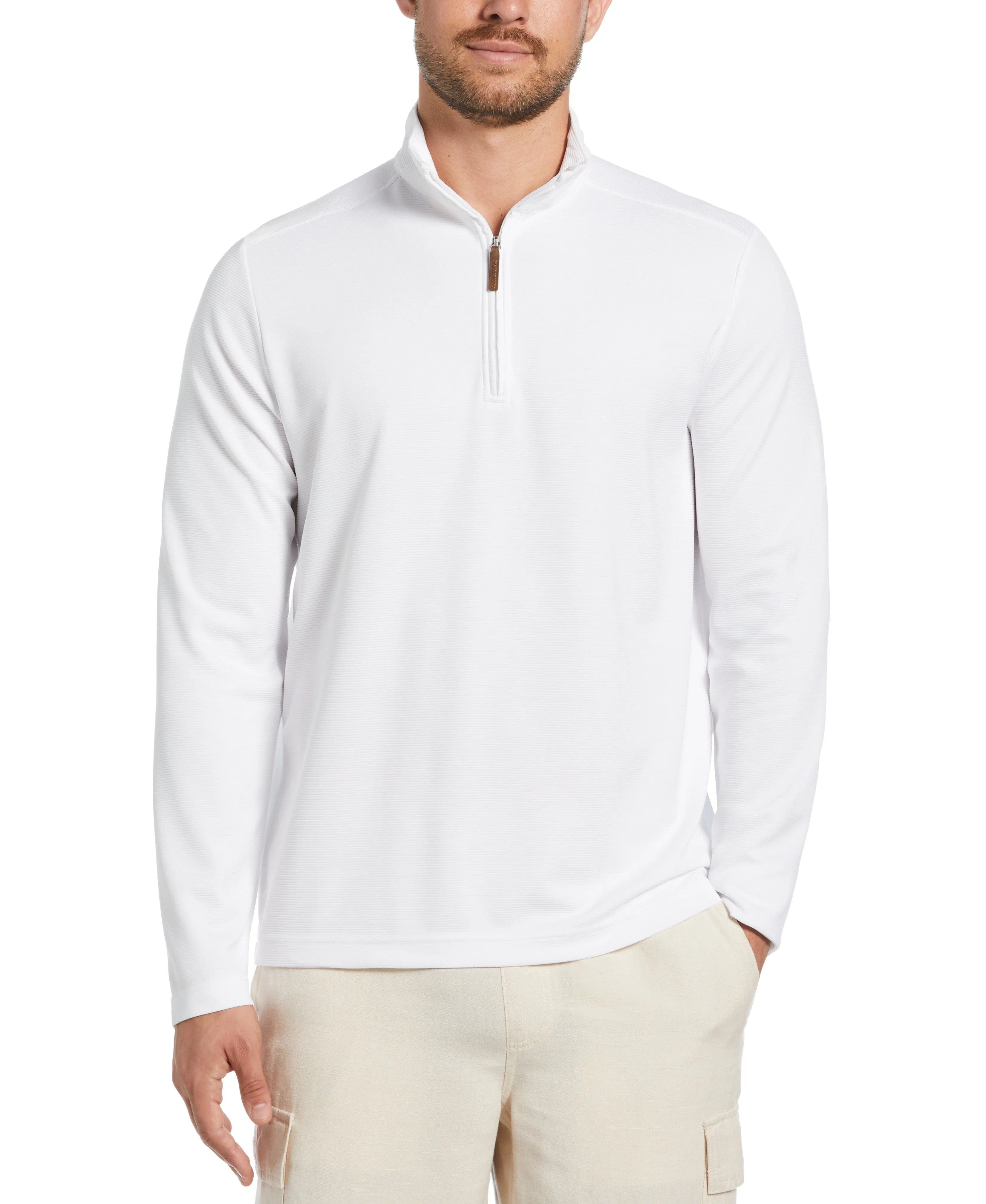 Solid Textured 1/4 Zip Pullover Sweater