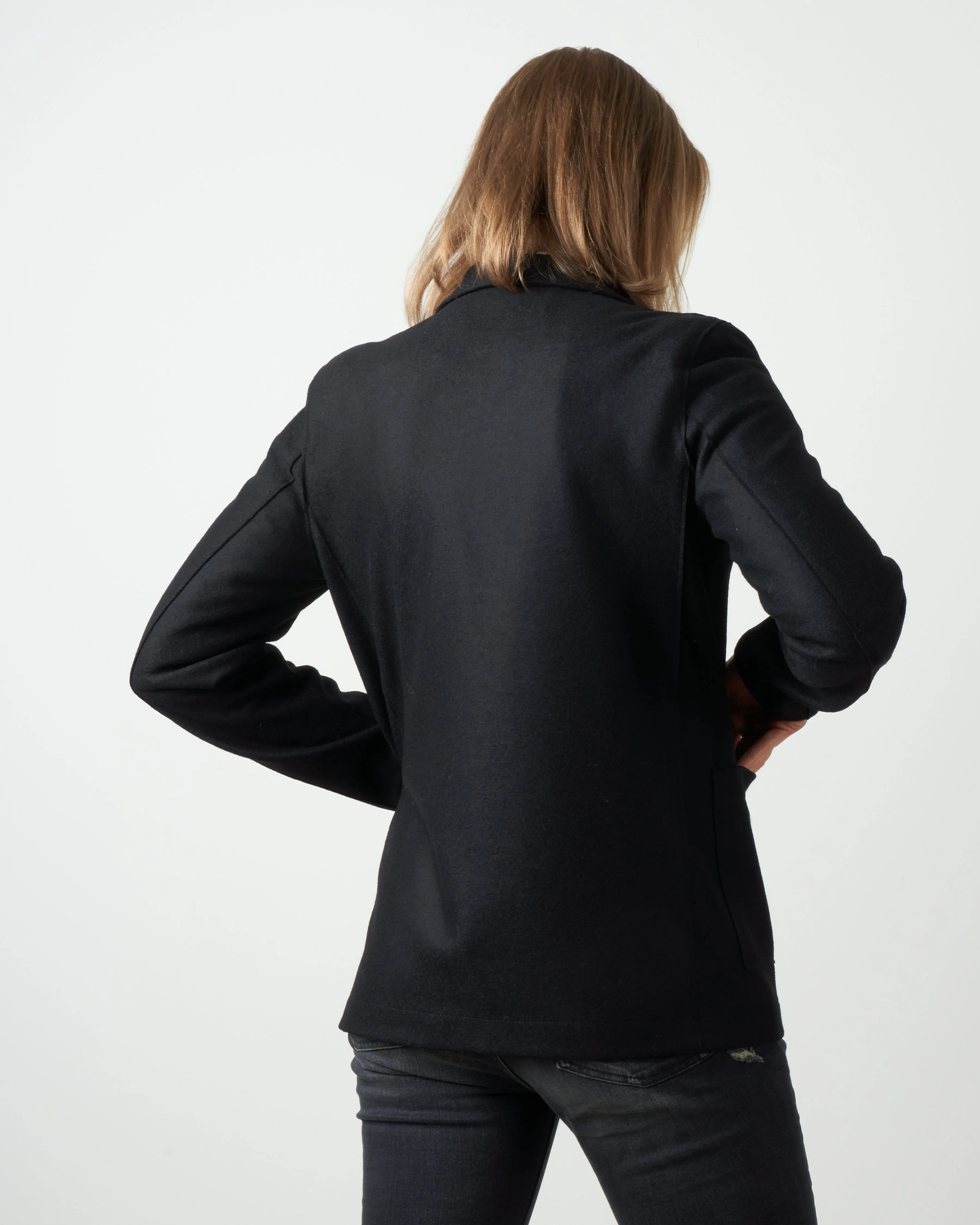 stand-up collar boyfriend blazer - black