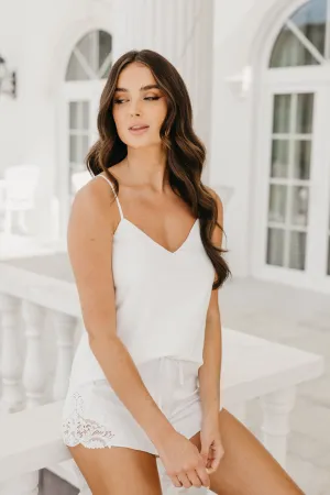 Stella Cami and Lace Trim Short Set White