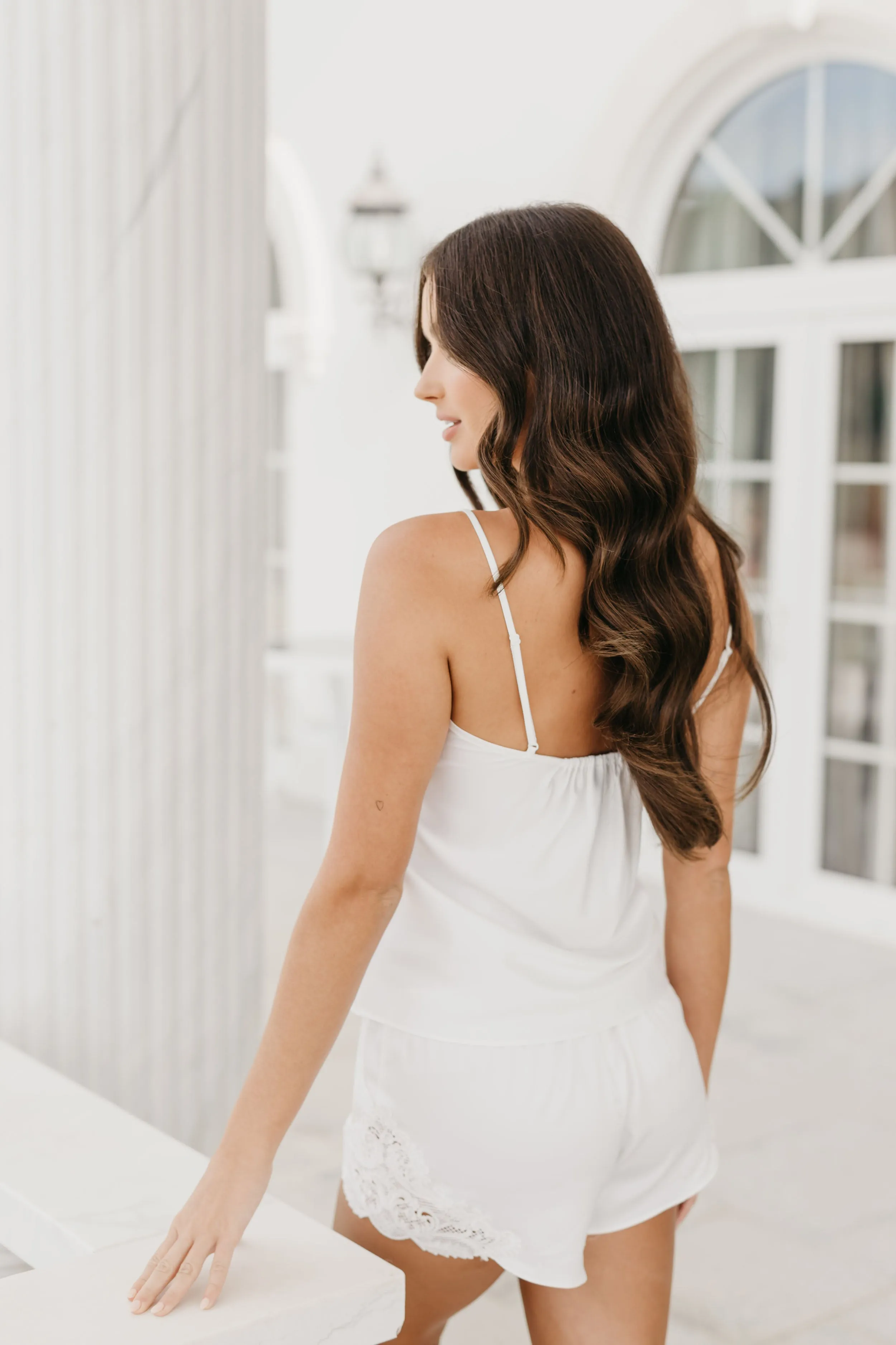 Stella Cami and Lace Trim Short Set White