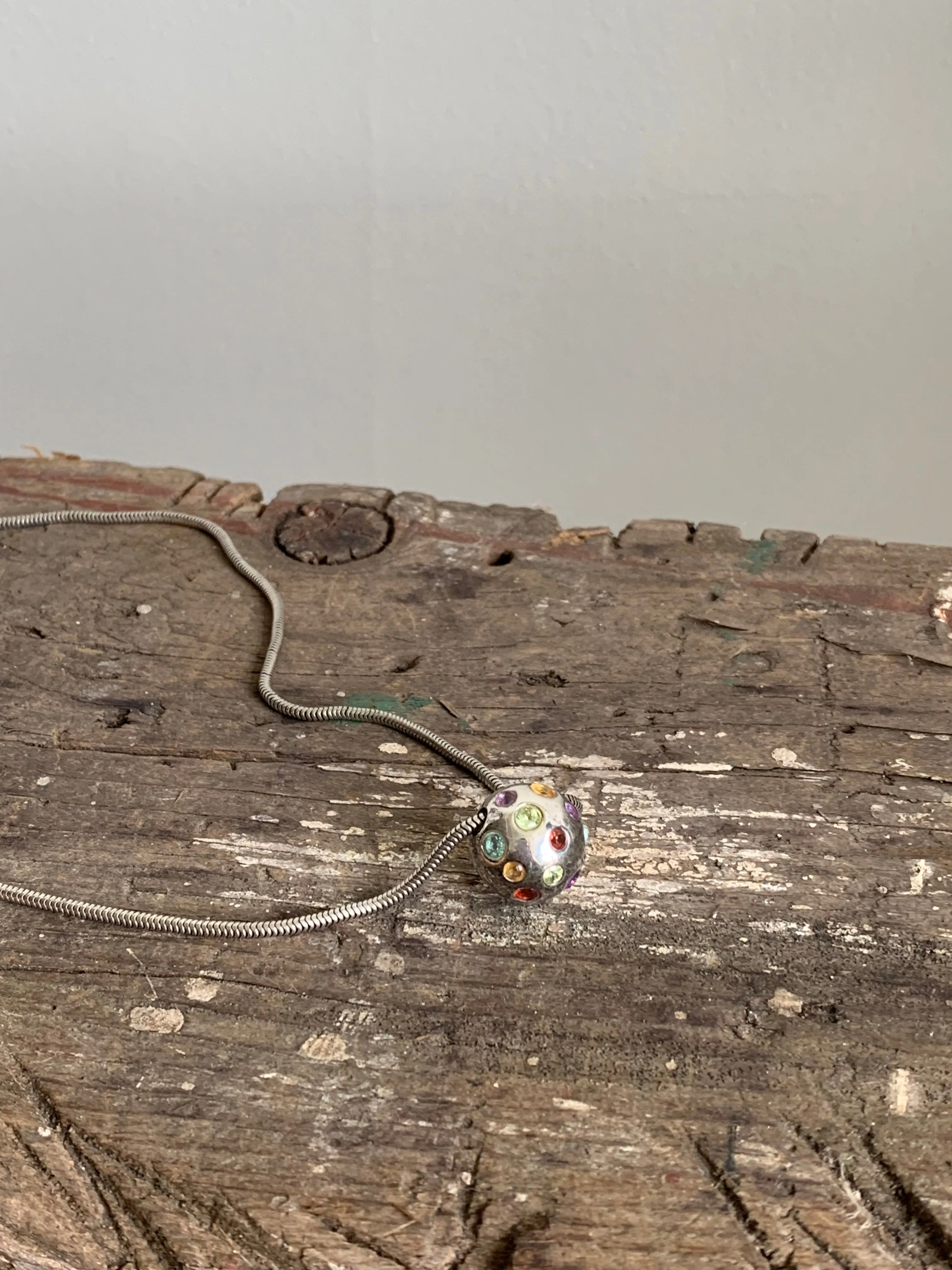 Sterling rhinestone orb necklace
