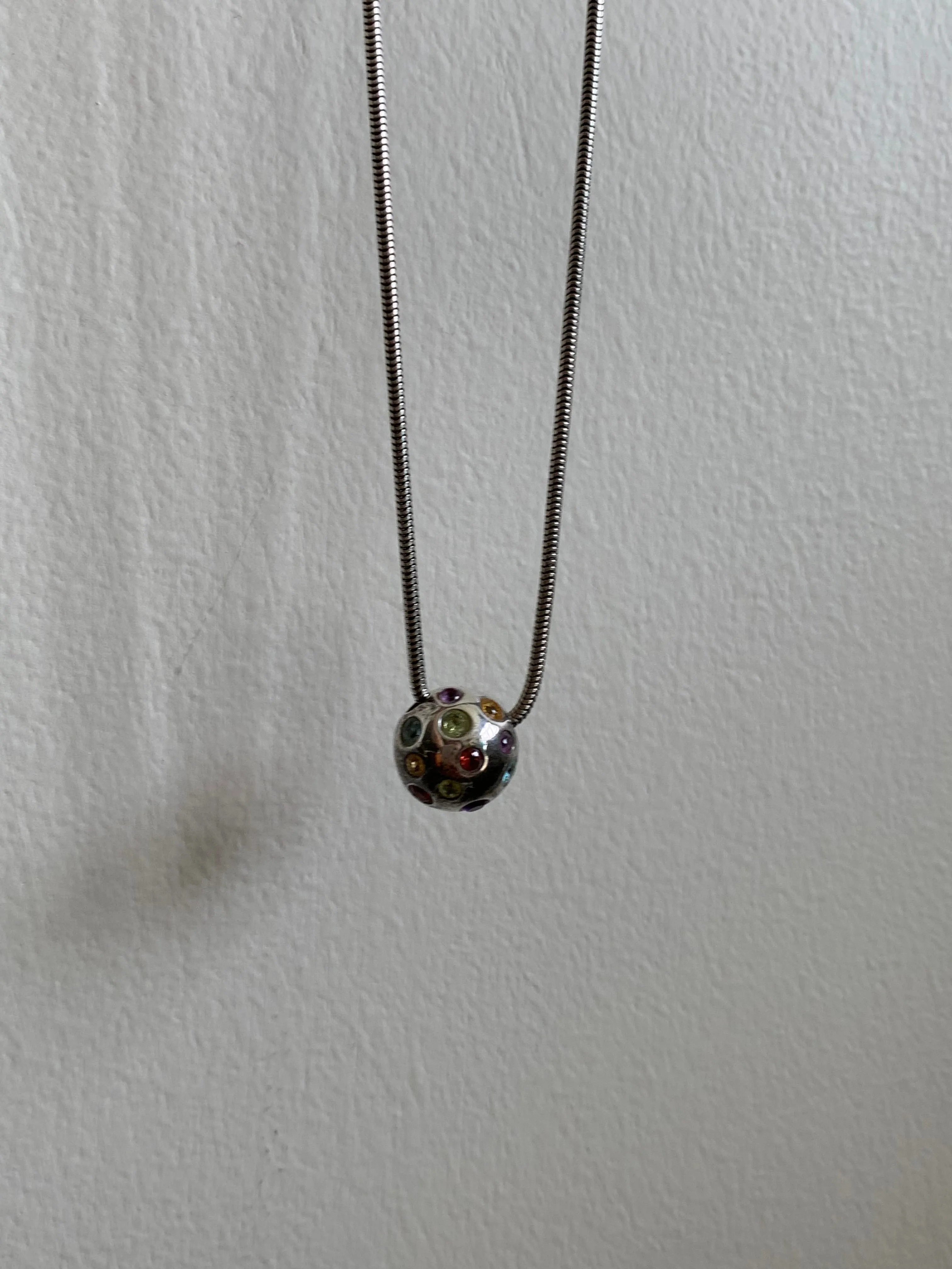 Sterling rhinestone orb necklace
