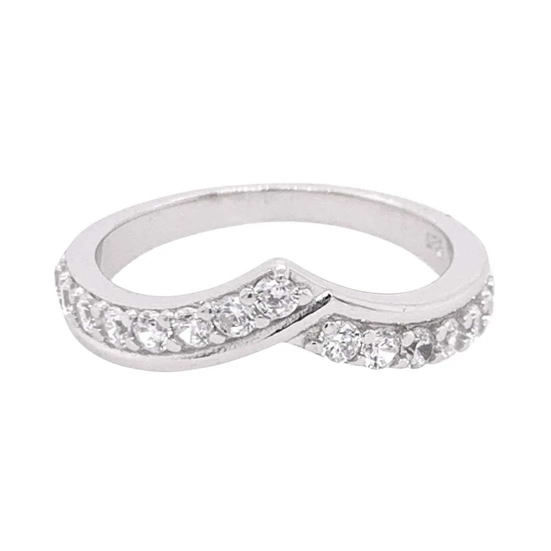 Sterling Silver Cubic  Zirconia Pave Ring