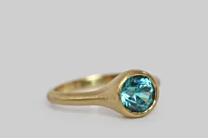 Teal Blue Zircon Organic Modern Cladonia Ring