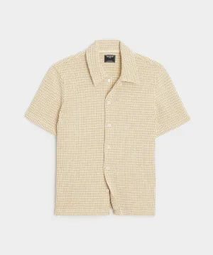 Textured Knit Cabana Polo in Coastal White