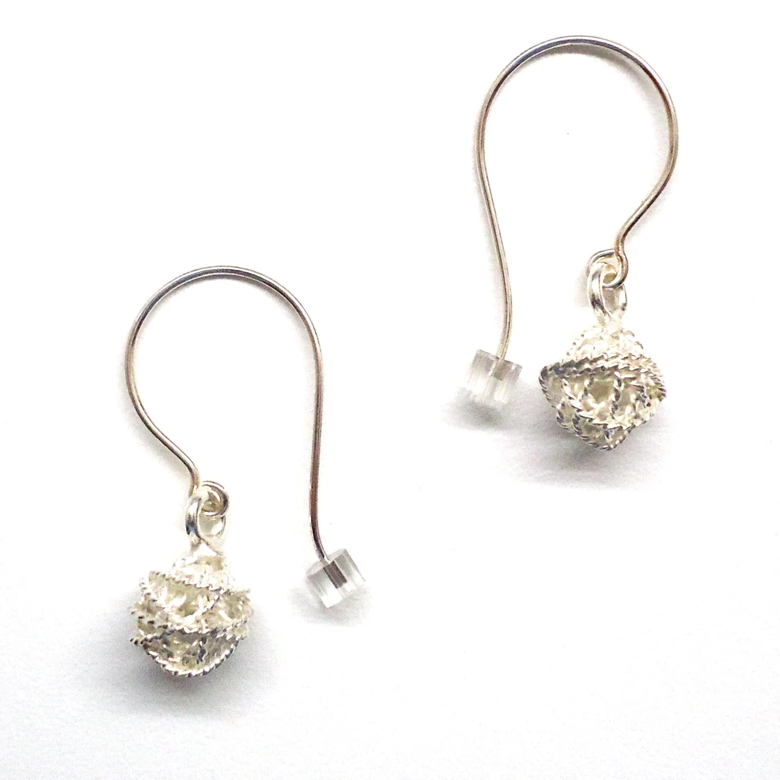 Textured Silver Orb Earrings