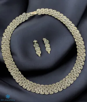 The Opulent Aura  Silver Marcasite Necklace & Earring