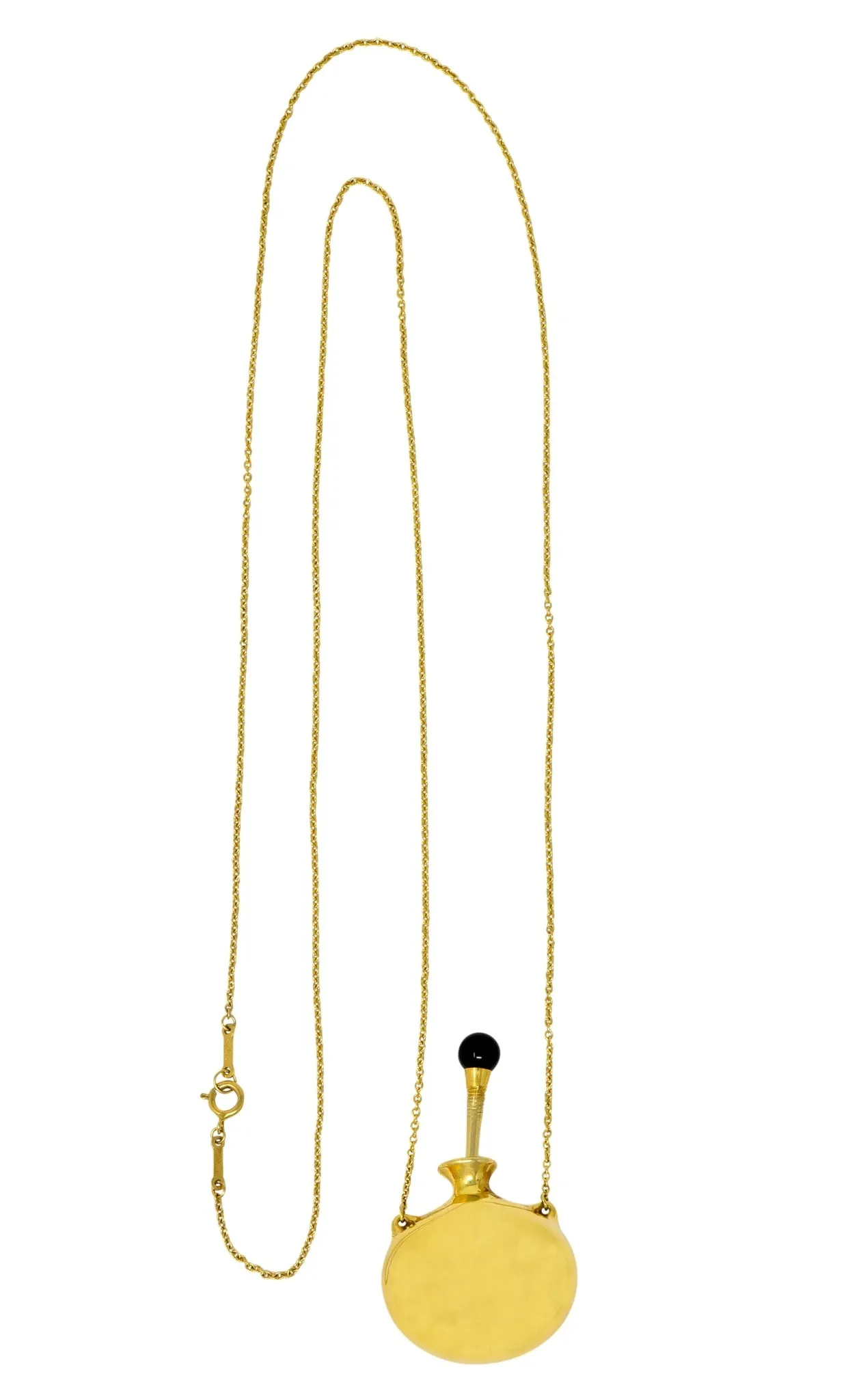 Tiffany & Co. Elsa Peretti Spain Black Jade 18 Karat Gold Bottle Round Bottle Pendant Necklace