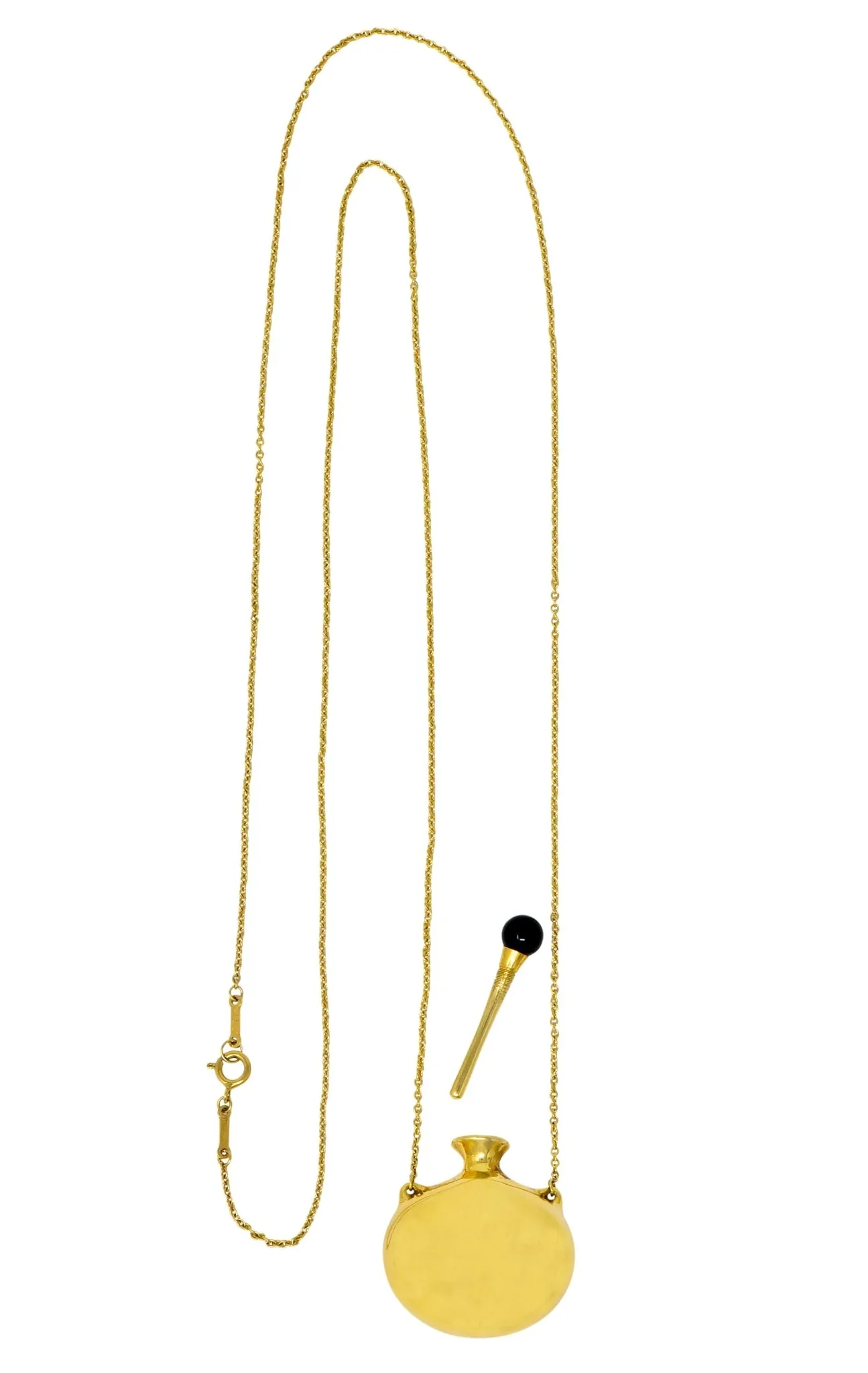 Tiffany & Co. Elsa Peretti Spain Black Jade 18 Karat Gold Bottle Round Bottle Pendant Necklace
