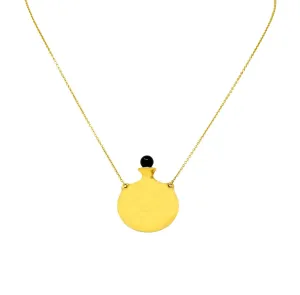 Tiffany & Co. Elsa Peretti Spain Black Jade 18 Karat Gold Bottle Round Bottle Pendant Necklace
