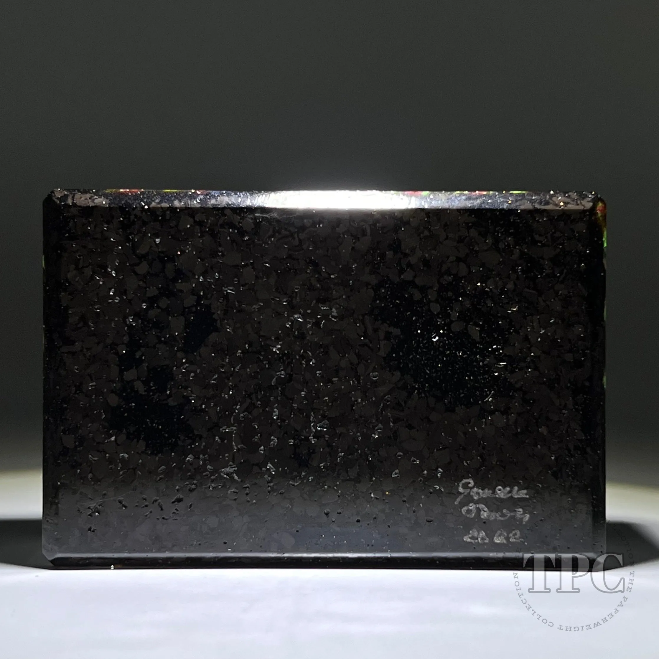 Tomasz Gondek 2022 Glass Art Paperweight Faceted Rectangular Closepack Complex Millefiori Plaque with Butterfly