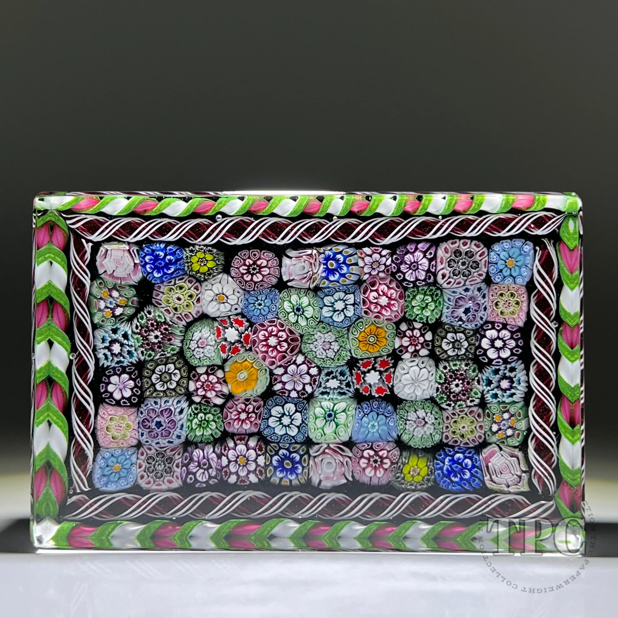 Tomasz Gondek 2022 Glass Art Paperweight Faceted Rectangular Closepack Complex Millefiori Plaque