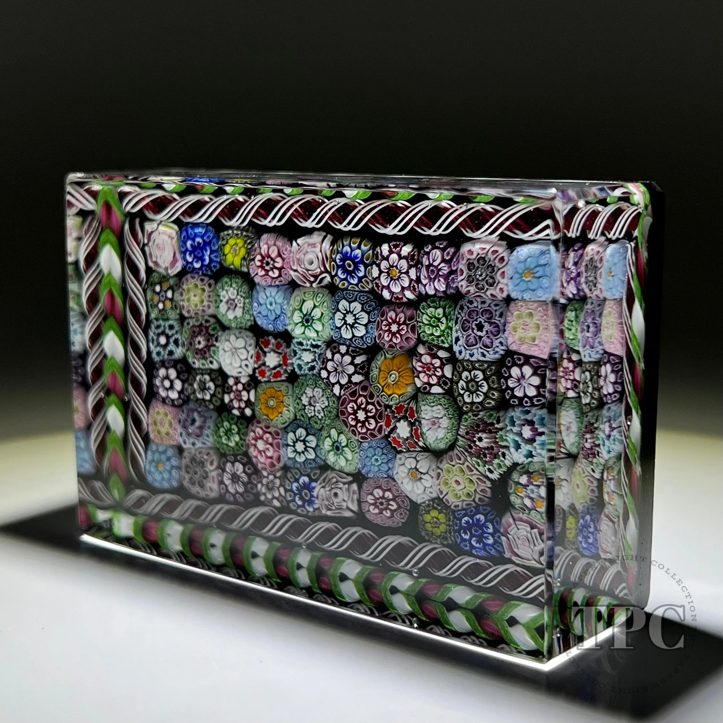Tomasz Gondek 2022 Glass Art Paperweight Faceted Rectangular Closepack Complex Millefiori Plaque