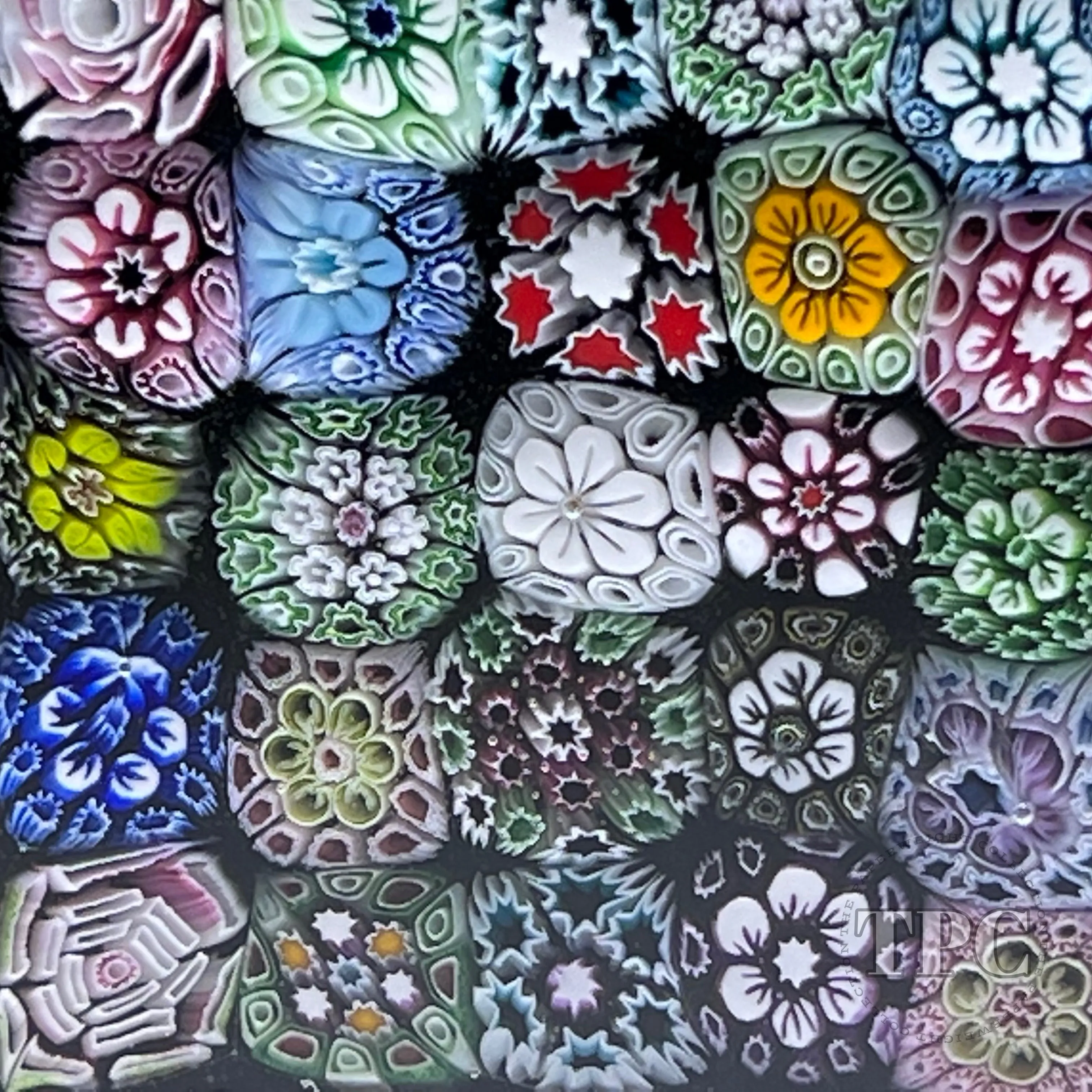 Tomasz Gondek 2022 Glass Art Paperweight Faceted Rectangular Closepack Complex Millefiori Plaque