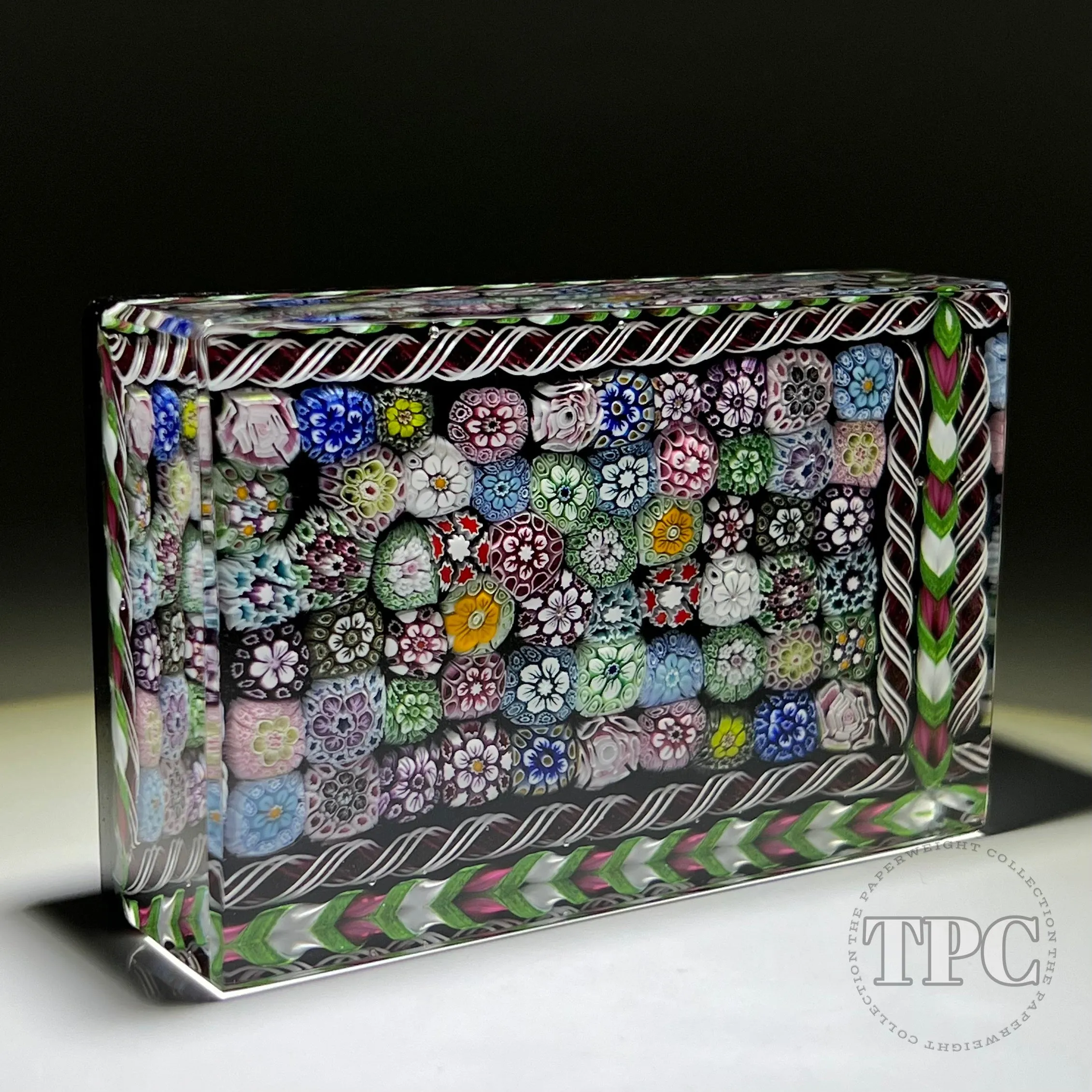 Tomasz Gondek 2022 Glass Art Paperweight Faceted Rectangular Closepack Complex Millefiori Plaque