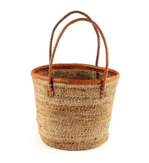 TOTE BAG - KENYAN BANANA FIBRE & LEATHER TRIM