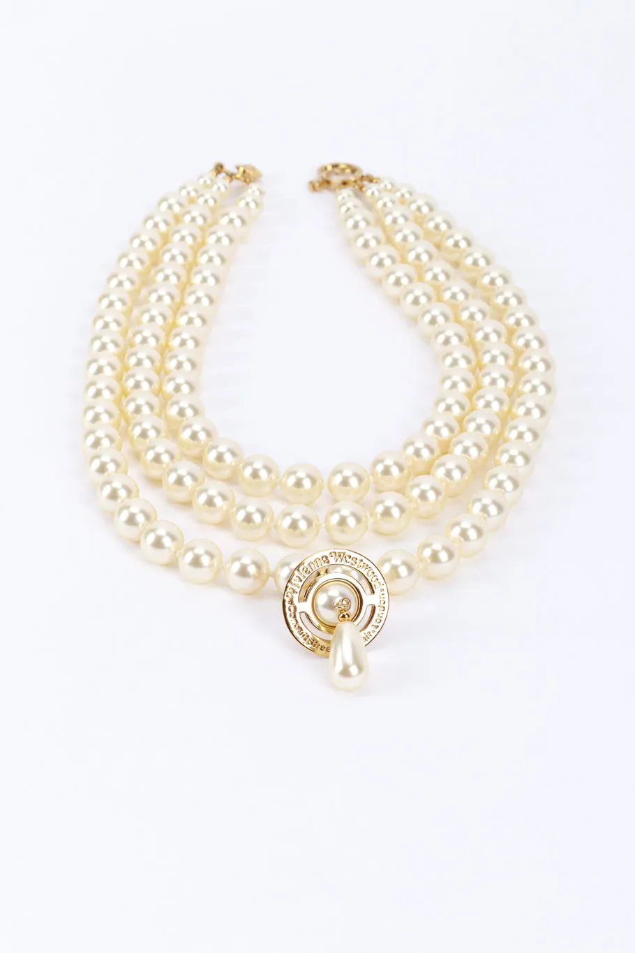Triple Strand Pearl Orb Necklace