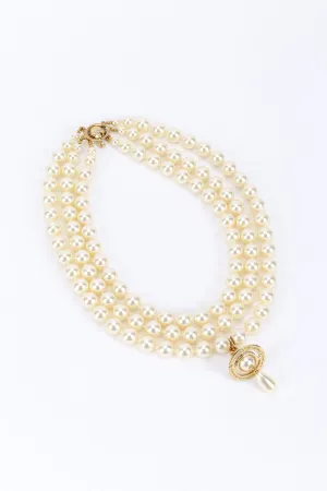 Triple Strand Pearl Orb Necklace
