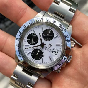 Tudor Big Block 79180 Steel Chronograph Panda Watch Like New Old Stock w/ Box & Papers Circa 1993