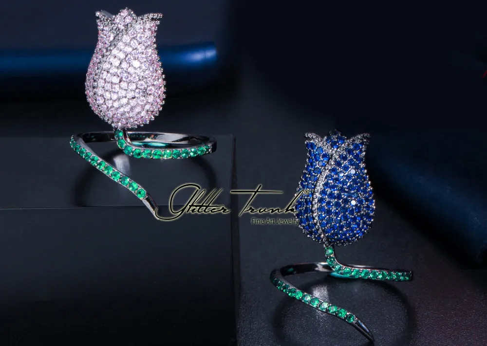 Tulip Adjustable American Diamond Rings