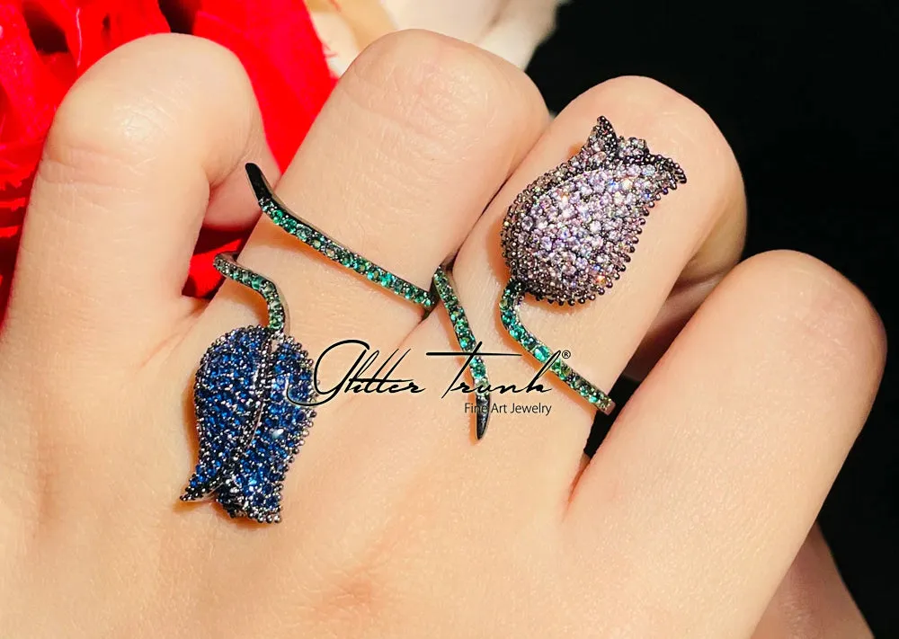 Tulip Adjustable American Diamond Rings