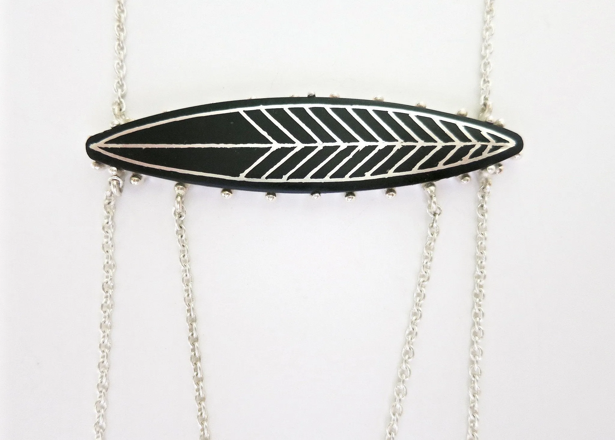 Unique, elegant layered Bidri chain necklace