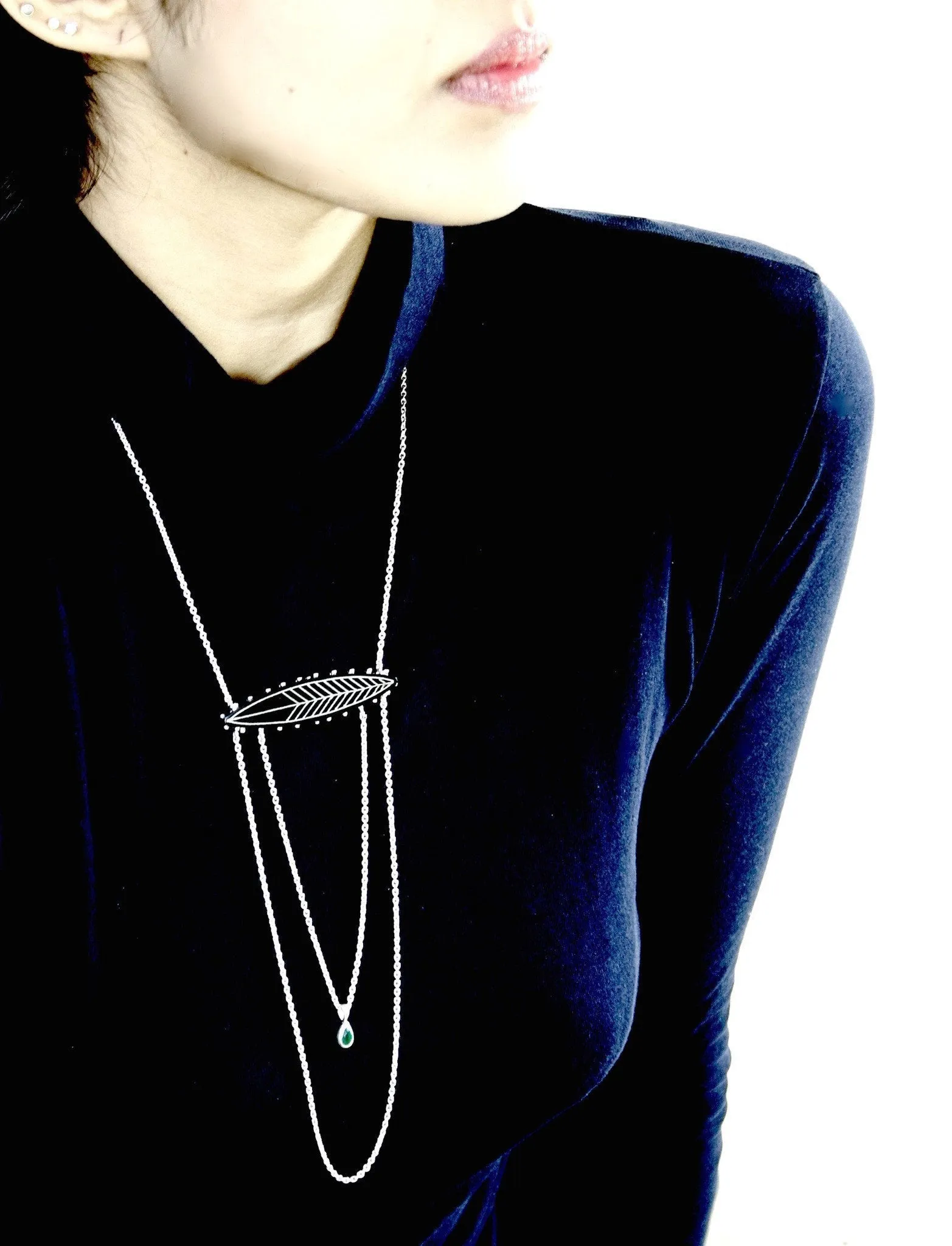 Unique, elegant layered Bidri chain necklace