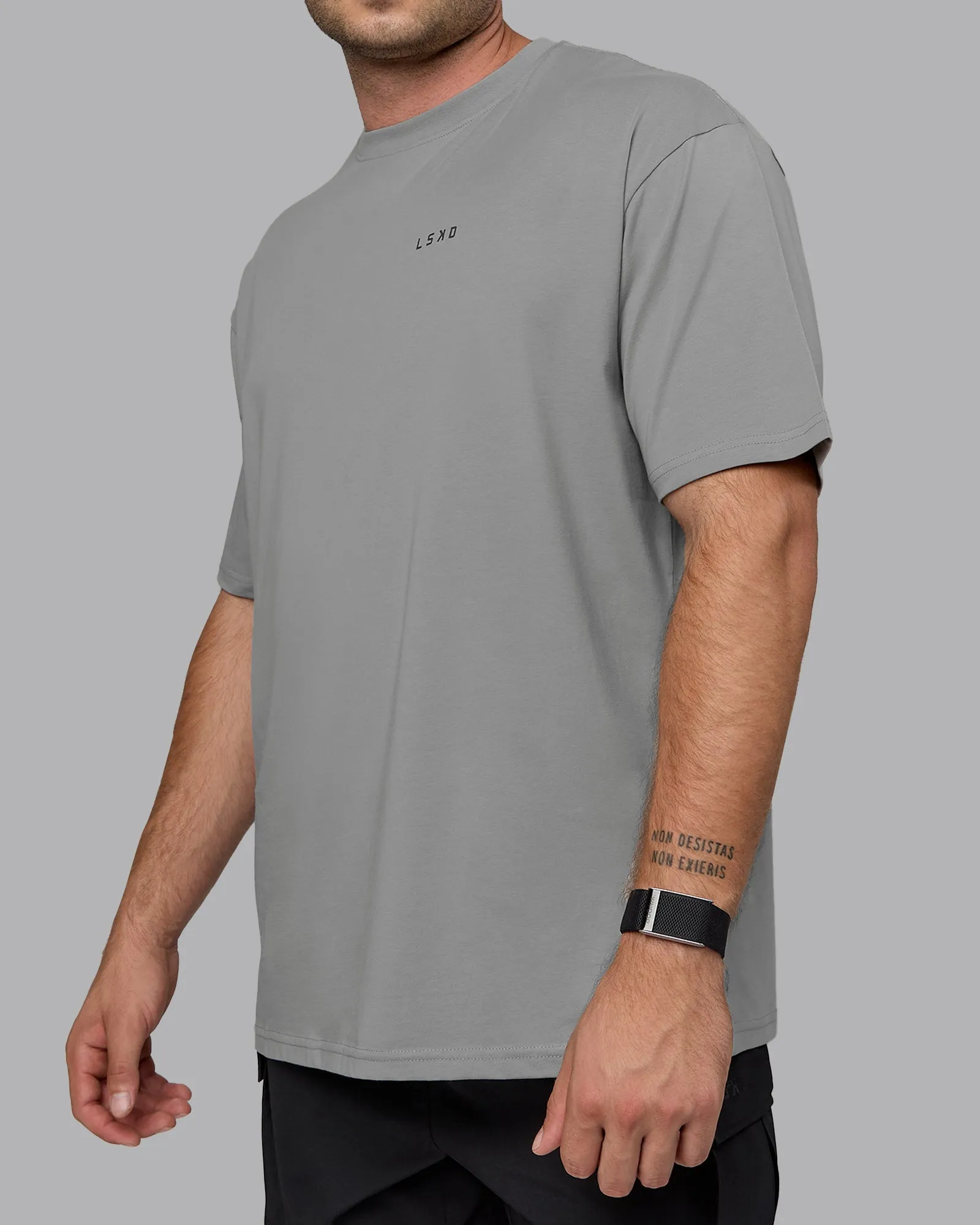 Unisex Enjoy the Journey Value Series FLXCotton Tee Oversize - Circular Grey-Pirate Black