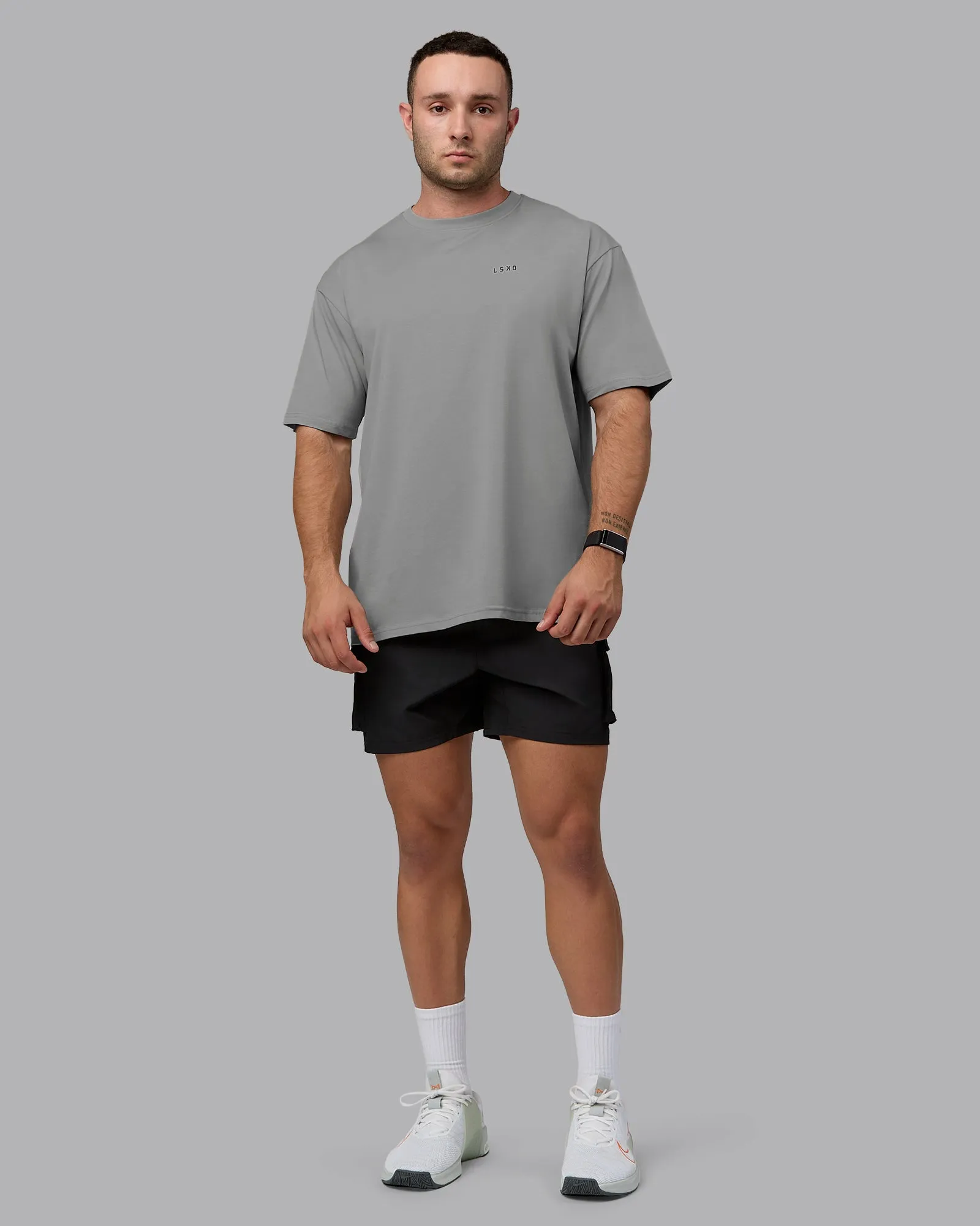 Unisex Enjoy the Journey Value Series FLXCotton Tee Oversize - Circular Grey-Pirate Black