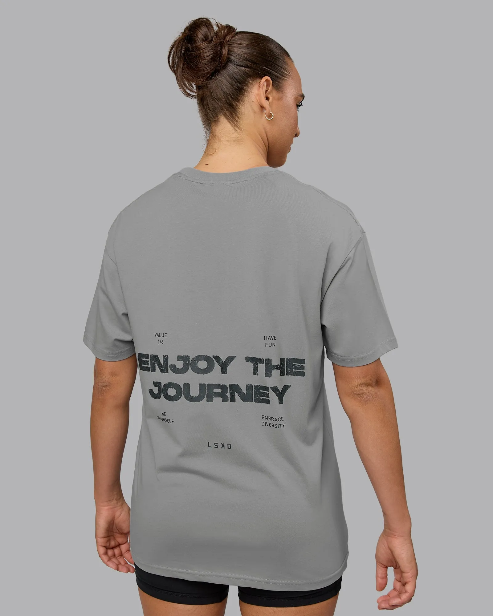 Unisex Enjoy the Journey Value Series FLXCotton Tee Oversize - Circular Grey-Pirate Black